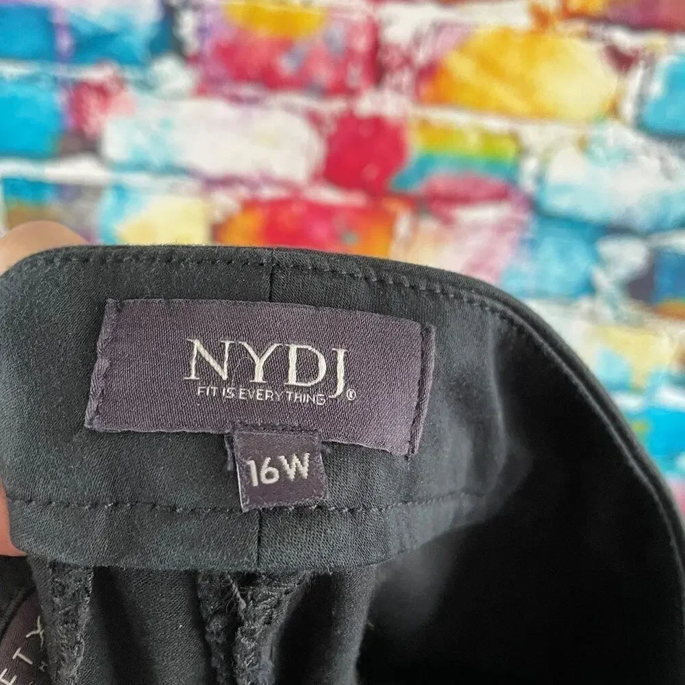 NYDJ Plus Everyday Sateen Ankle Pants Black Size 16W LiftxTuck